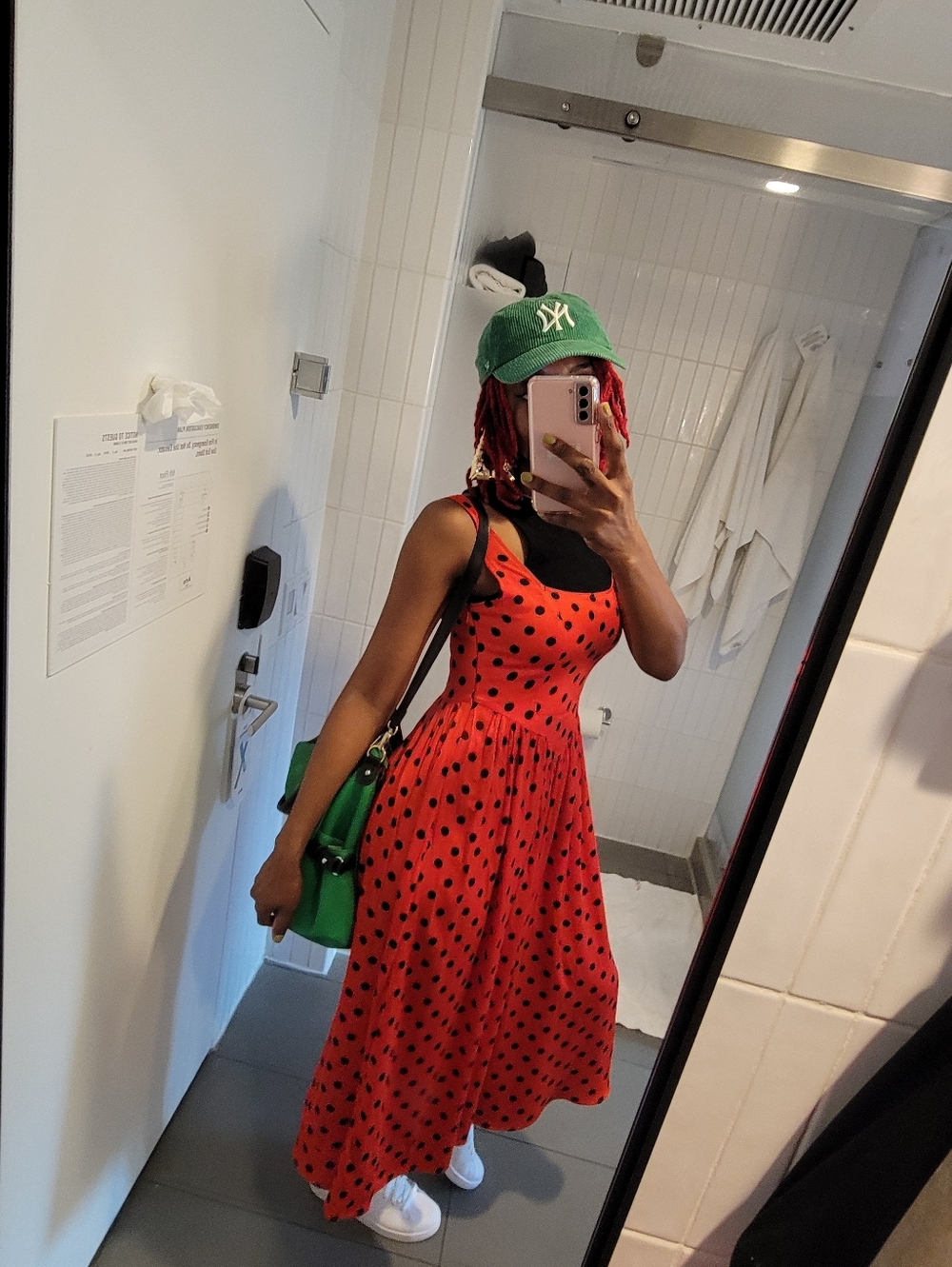 Urban Outfitters Red Polka Dot Midi Dress